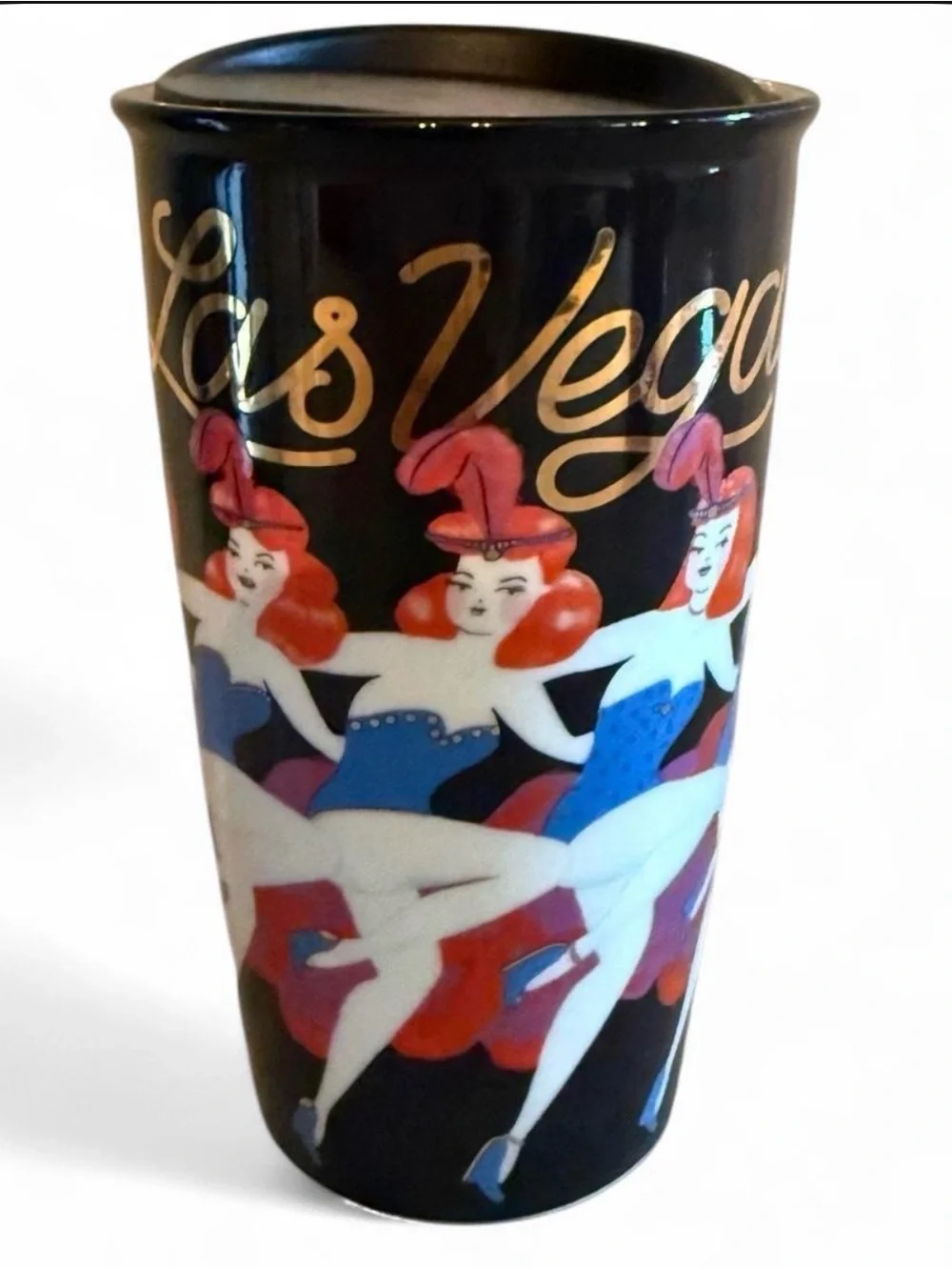 New Starbucks Las Vegas Showgirls 12oz Black Ceramic Tumbler